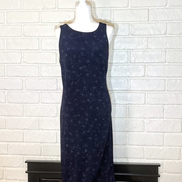 Alyn Paige v-neck sparkly sleeveless maxi  full length evening dress - Picture 1 of 10